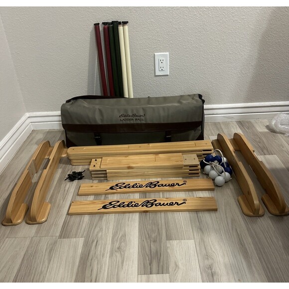 Eddie Bauer Ladder Ball Set with Carrying Bag Complete Wood outdoor Yard Game** - Picture 1 of 6